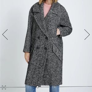 NWT 7 FOR ALL MANKIND DOUBLE BREASTED WOOL COAT IN HERRINGBONE